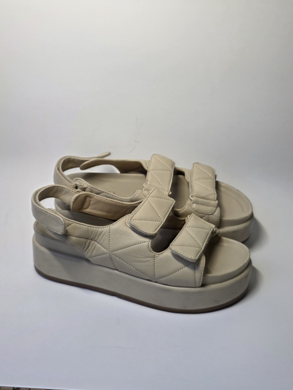 Silent D Women’s Cream Quilted Platform Velcro Sandals